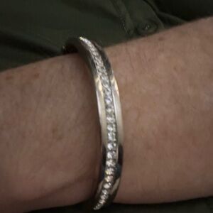 Diamond-Accent Silver Bangle Bracelet - Women's Jewelry